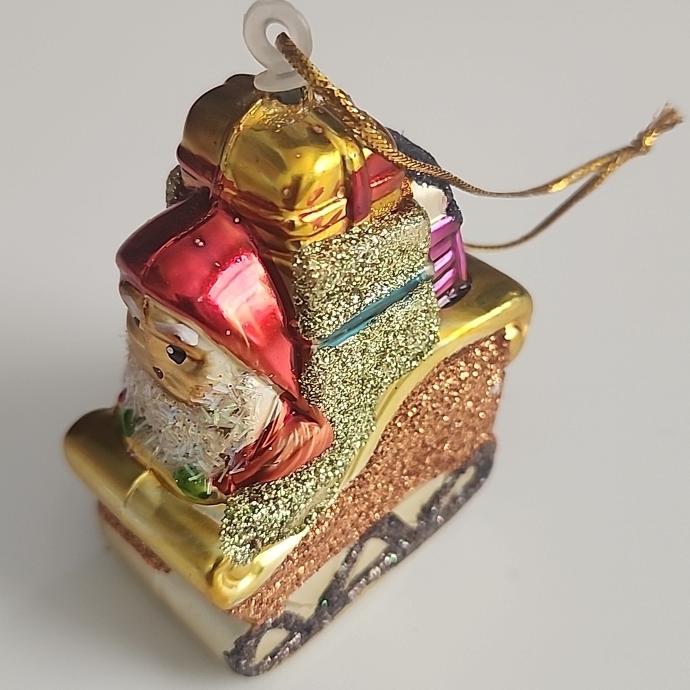 Vintage Christmas Mini Ornament Set Santa Angel Sleigh Rocking Horse Retro Decor - Picture 12 of 12